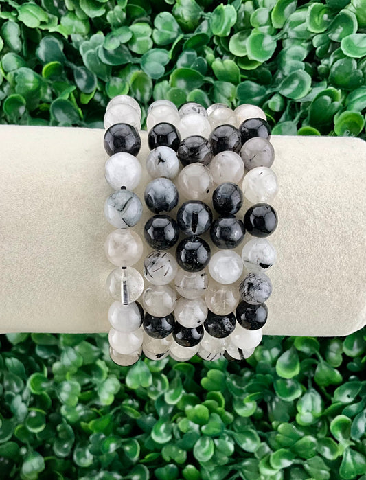 Black Tourmalinated (Tourmalated) Quartz Bracelet