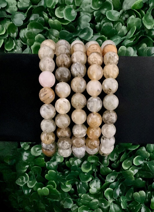 Biotite (Mica) in Quartz Bracelet