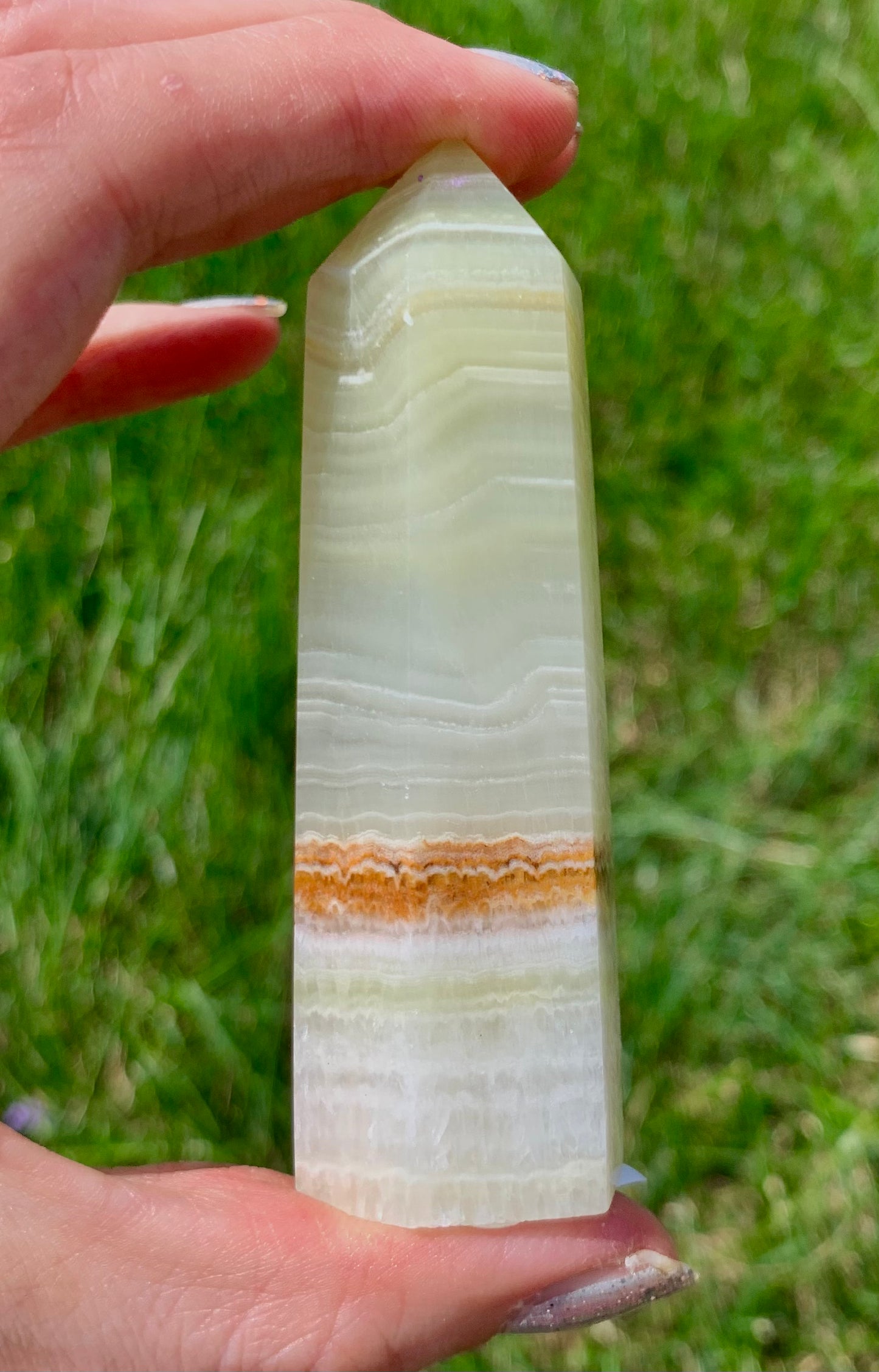 Green Banded Calcite Tower
